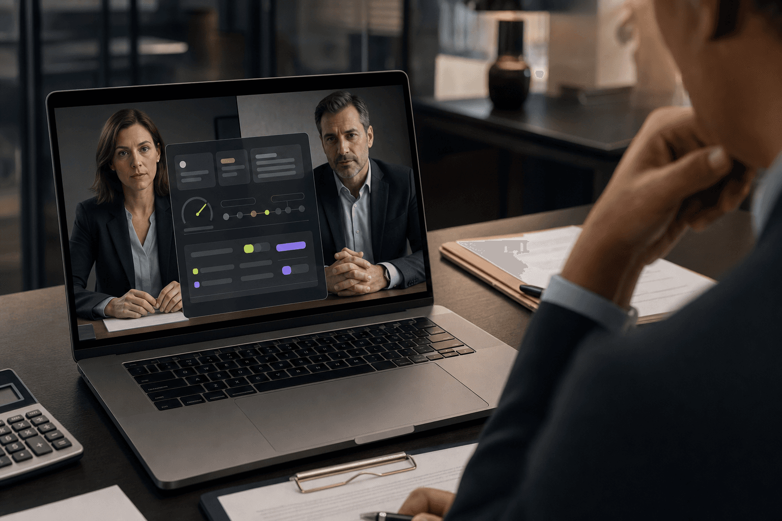 A professional negotiation call with a private Meeting Copilot strategy overlay